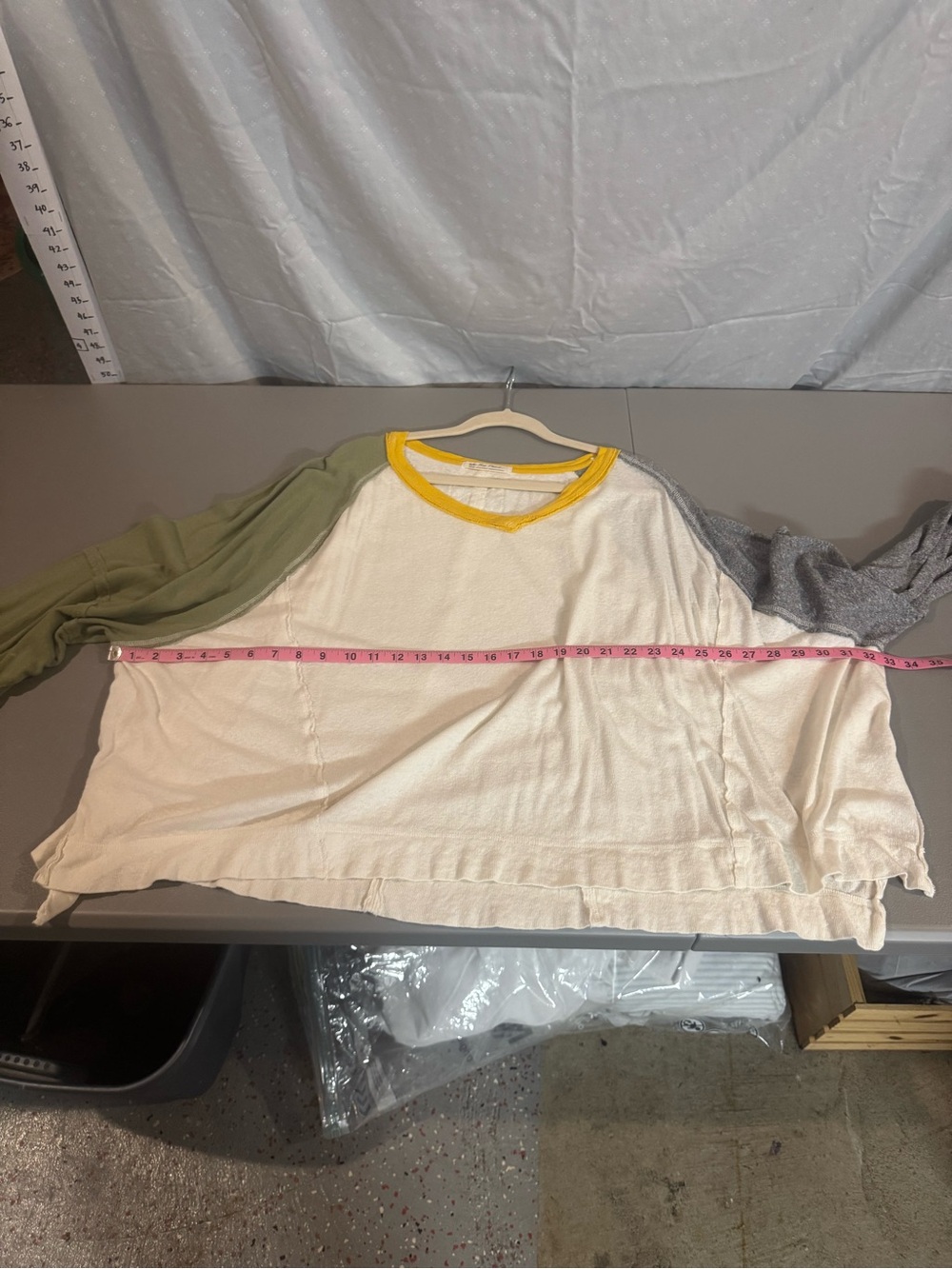 We The Free Women's White V-Neck Colorblock Top with Yellow Trim - Picture 3 of 5